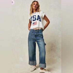We The Free Major Leagues Mid Rise Cuffed Crop Jeans Sz 26 $75